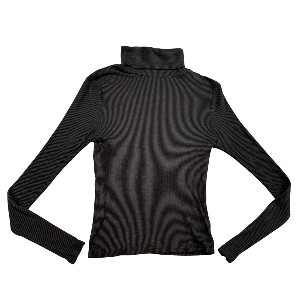 HM Divided Womens Black Ribbed Turtleneck Long Sleeve Slim Fit Top‎ Size M